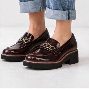 NATURALIZER Womens Cabana Lug Wedge Loafer Size 11M Faux Patent Leather Brown